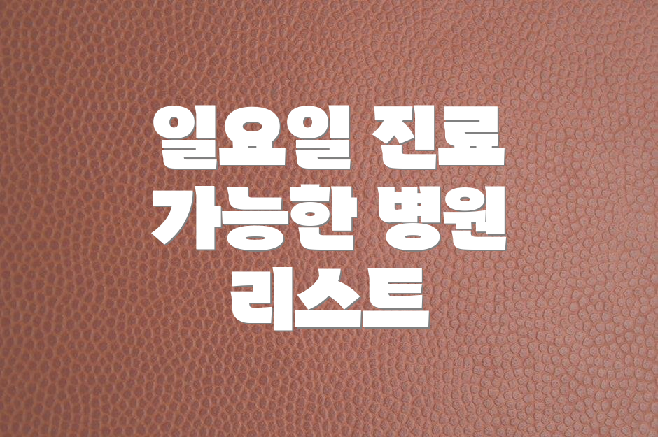 일요일 진료 가능한 병원 리스트