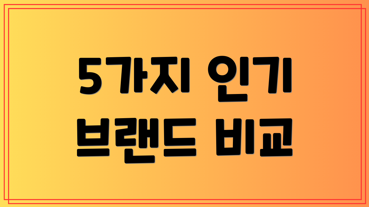 5가지 인기 브랜드 비교