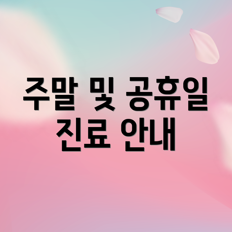 주말 및 공휴일 진료 안내
