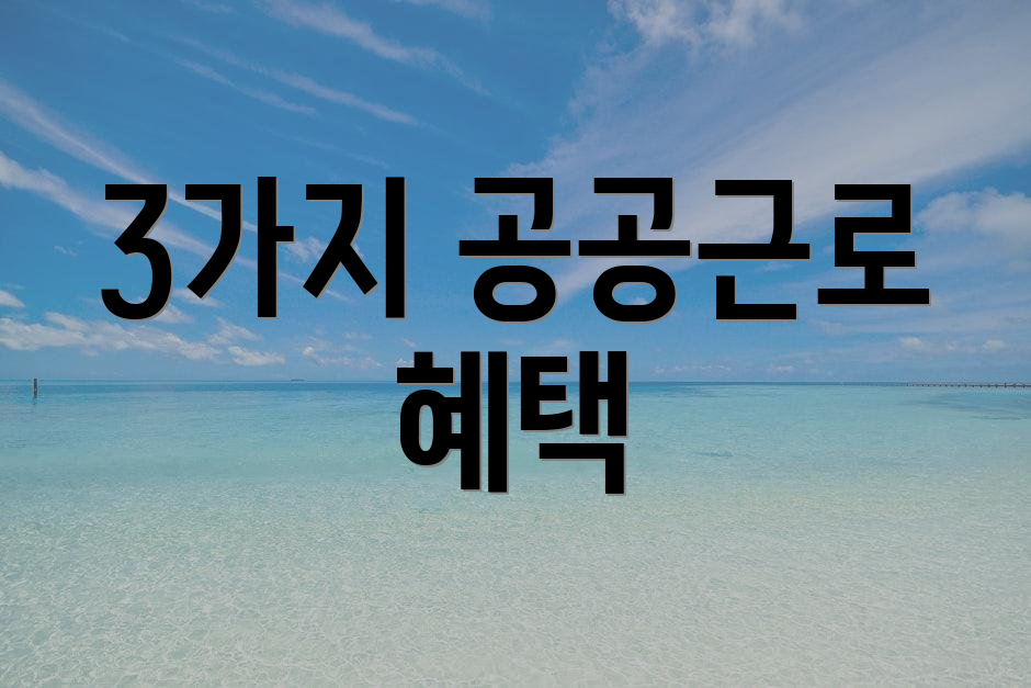 3가지 공공근로 혜택