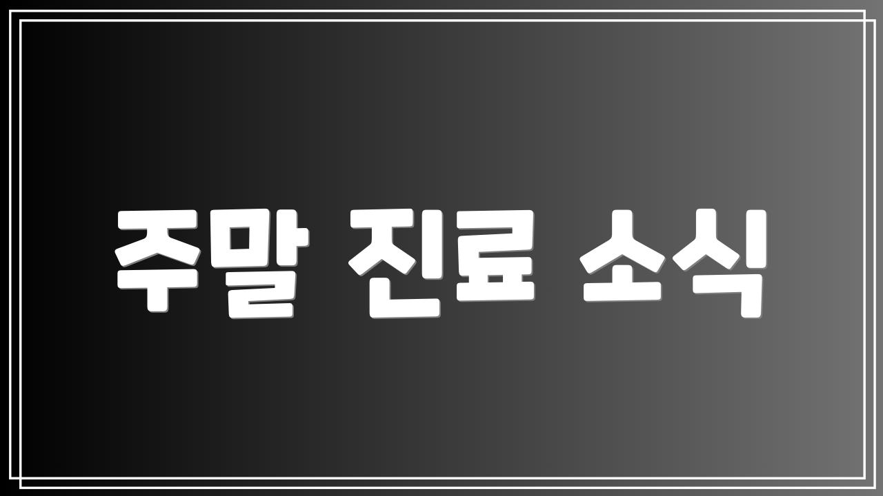 주말 진료 소식