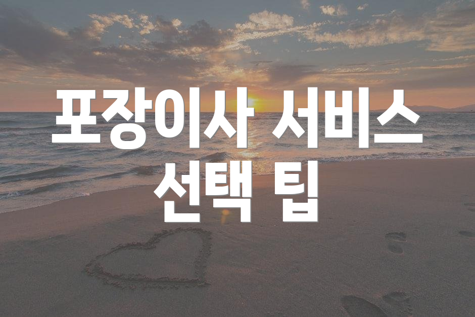 포장이사 서비스 선택 팁