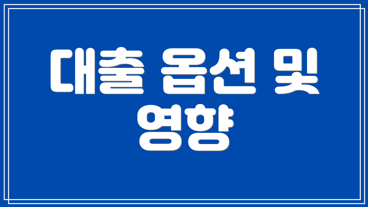 대출 옵션 및 영향