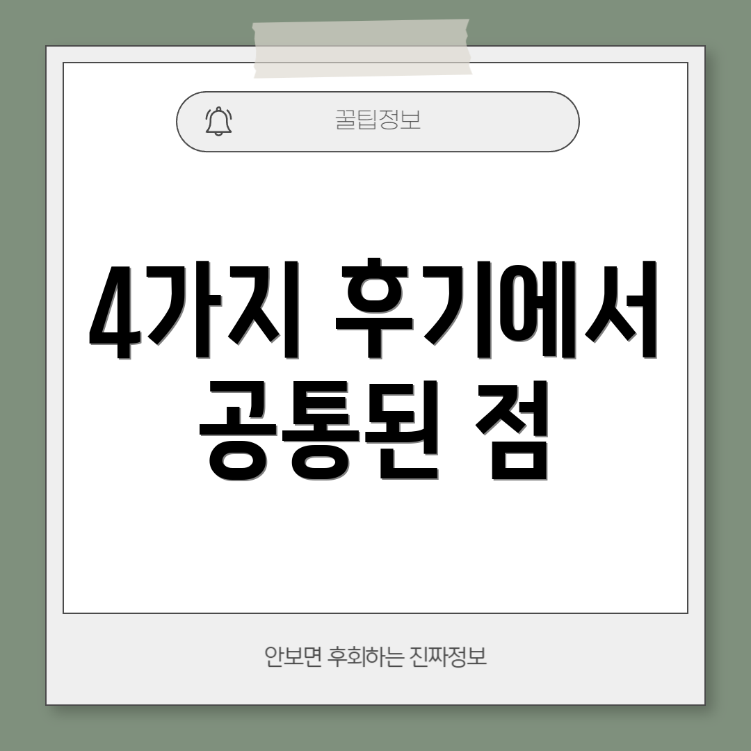 4가지 후기에서 공통된 점