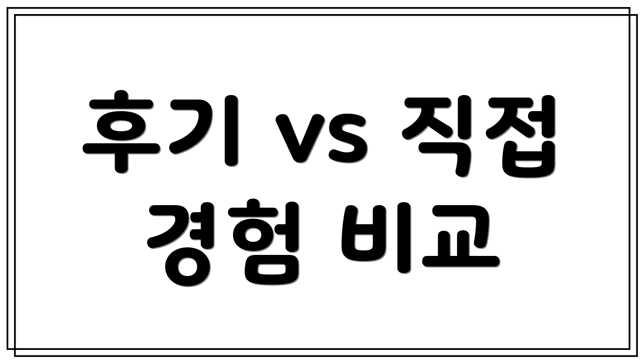 후기 vs 직접 경험 비교