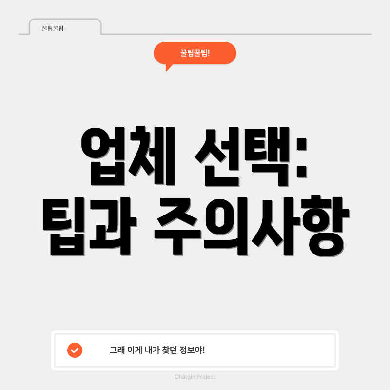 업체 선택: 팁과 주의사항