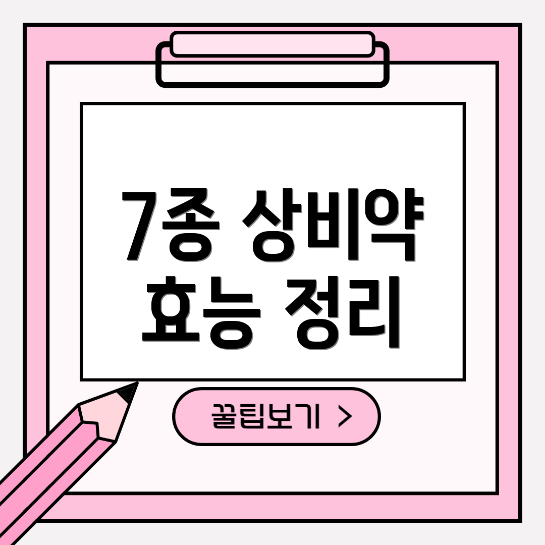7종 상비약 효능 정리