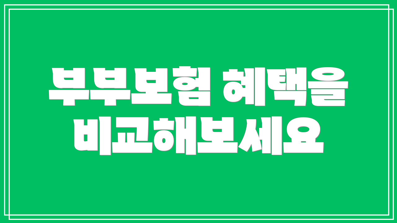 부부보험 혜택을 비교해보세요
