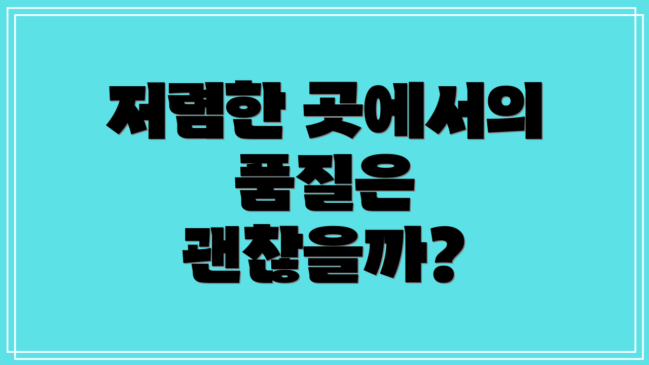 저렴한 곳에서의 품질은 괜찮을까?