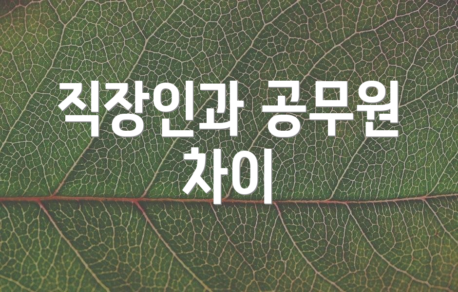 직장인과 공무원 차이