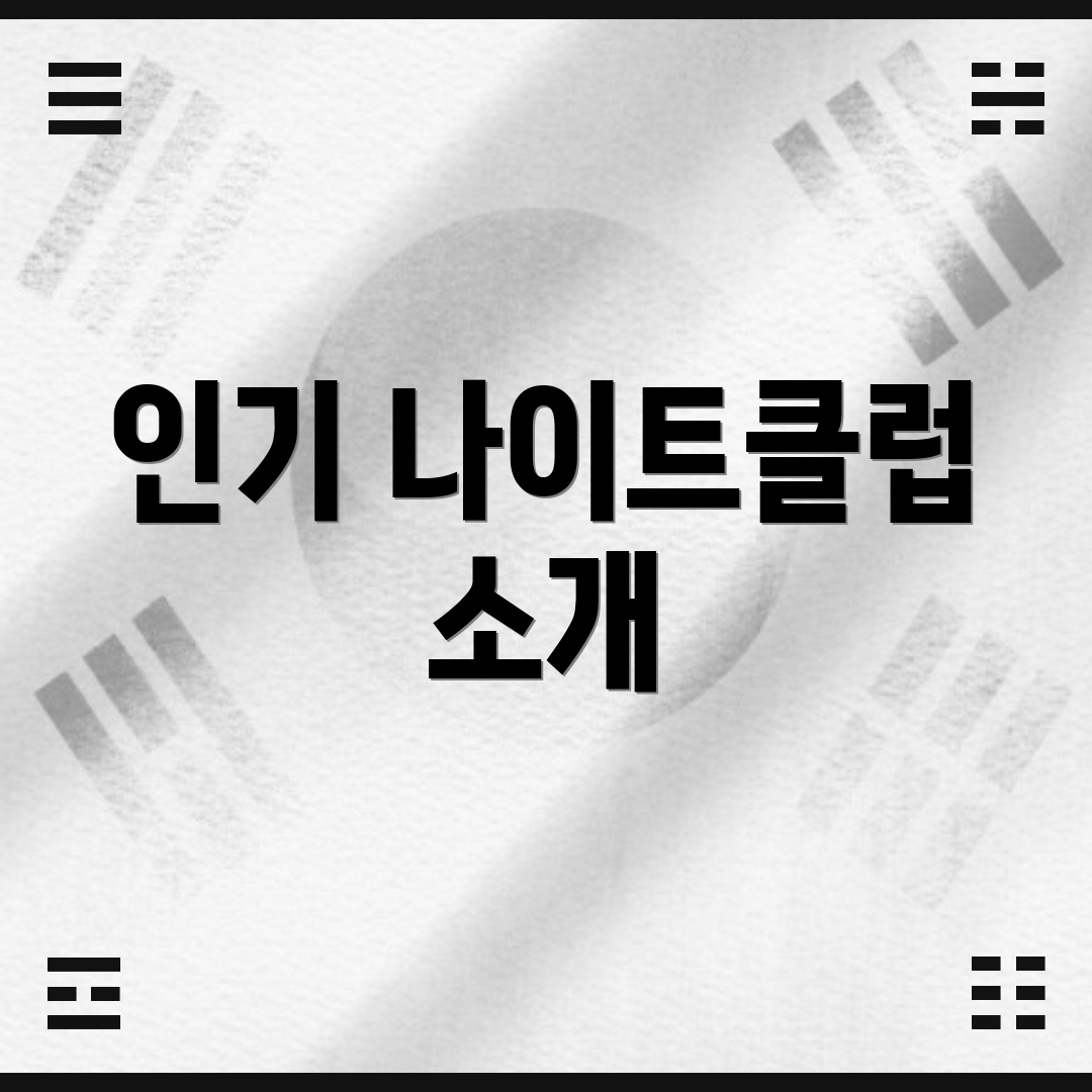 인기 나이트클럽 소개