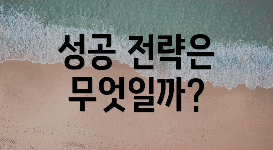 성공 전략은 무엇일까?