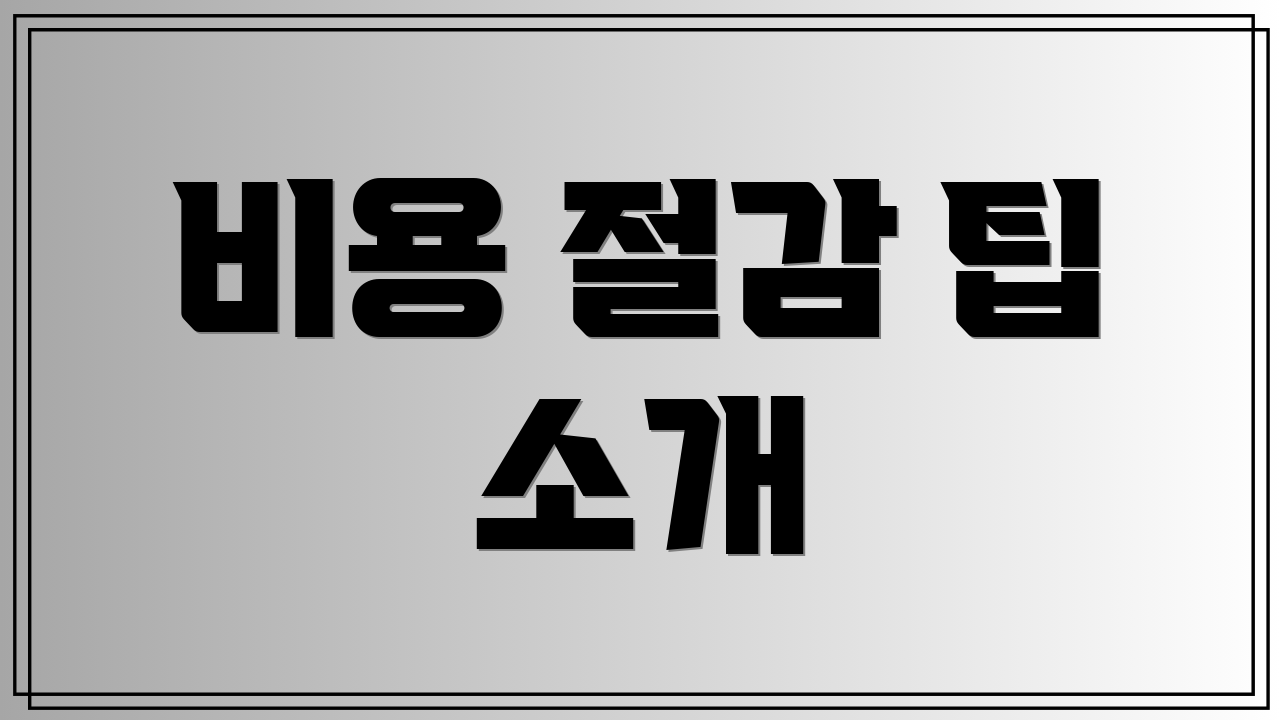 비용 절감 팁 소개