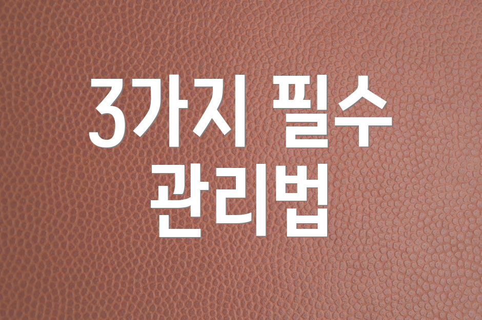 3가지 필수 관리법