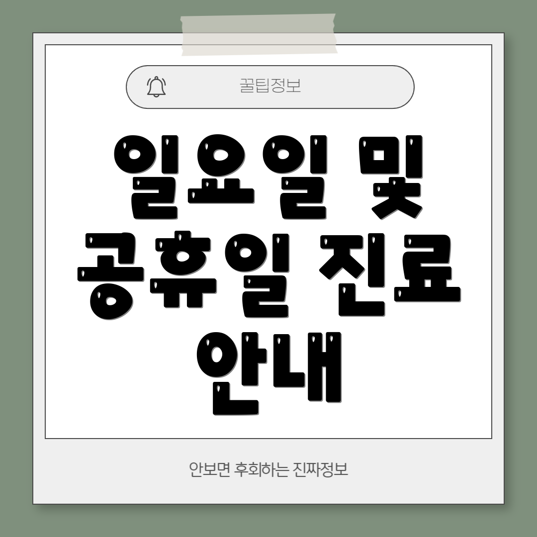 일요일 및 공휴일 진료 안내
