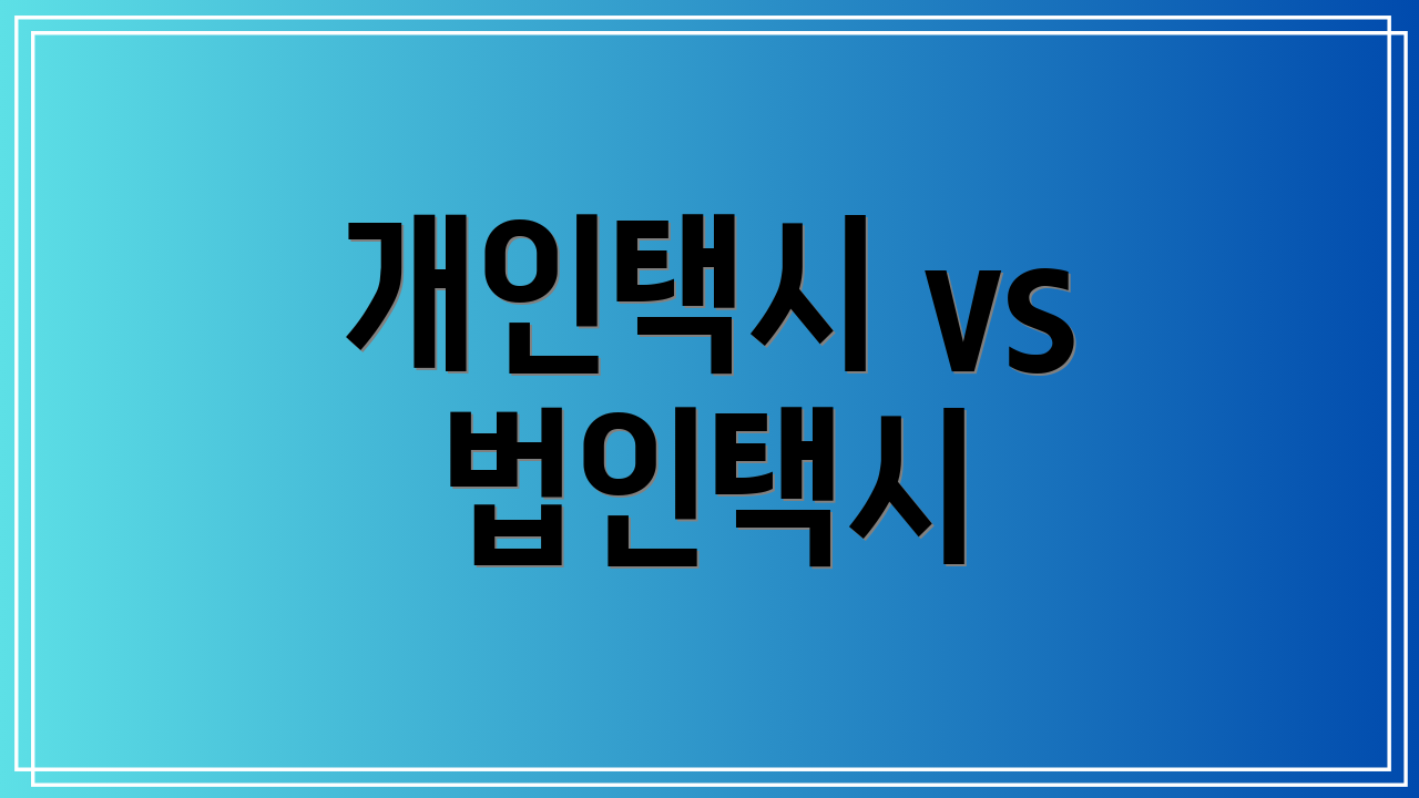 개인택시 vs 법인택시