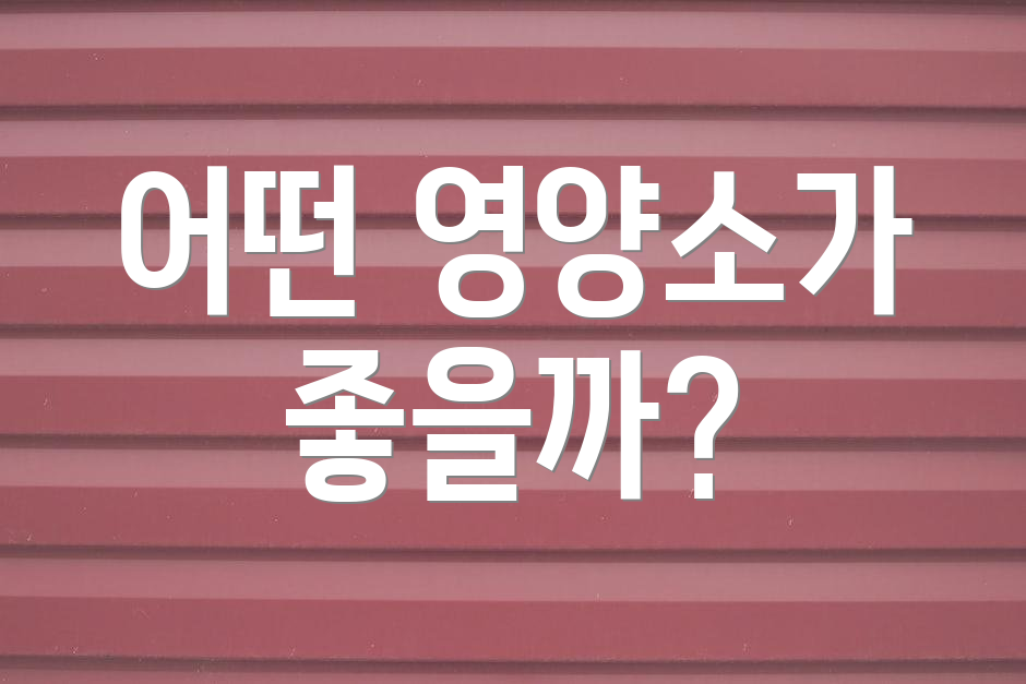 어떤 영양소가 좋을까?