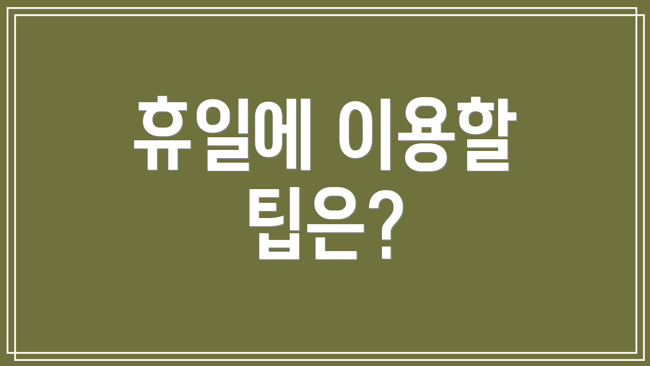 휴일에 이용할 팁은?
