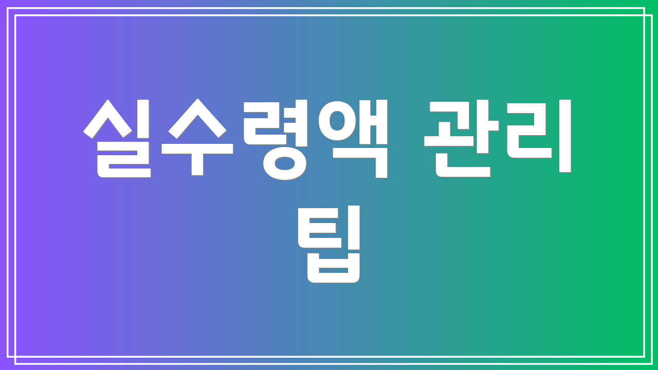 실수령액 관리 팁