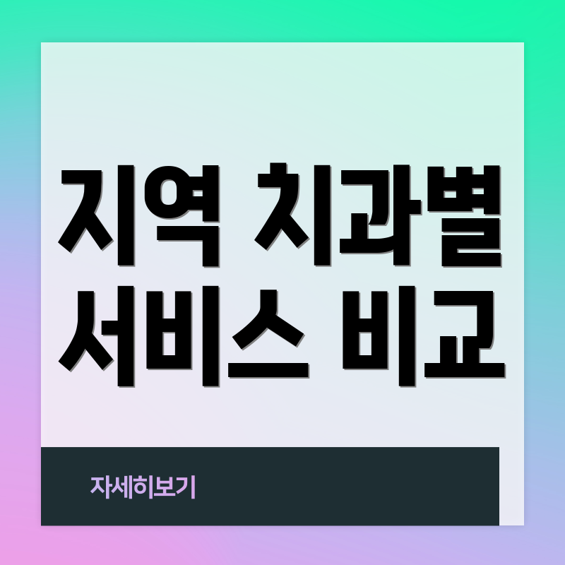 지역 치과별 서비스 비교