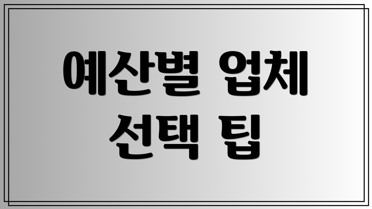 예산별 업체 선택 팁