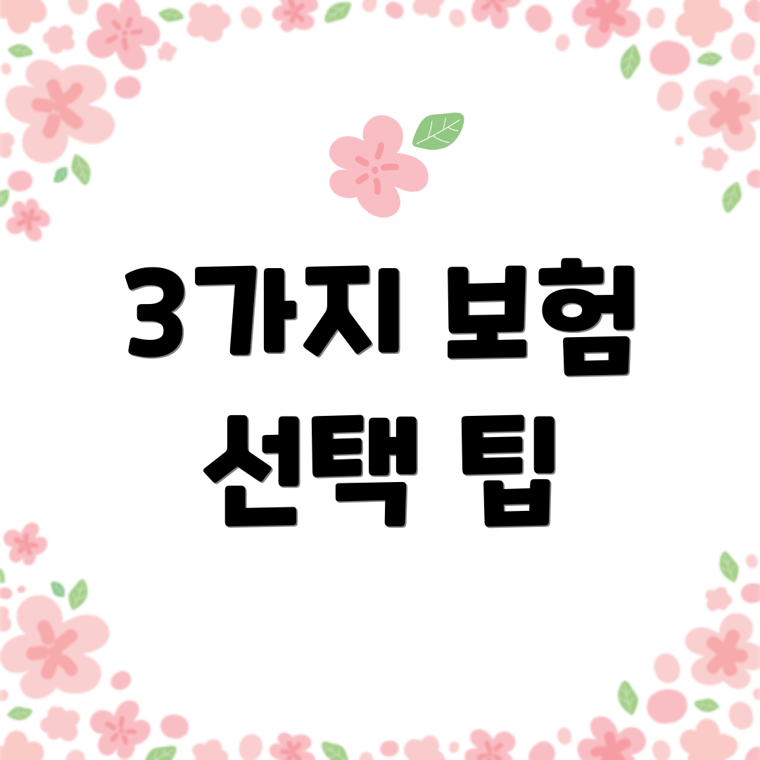 3가지 보험 선택 팁