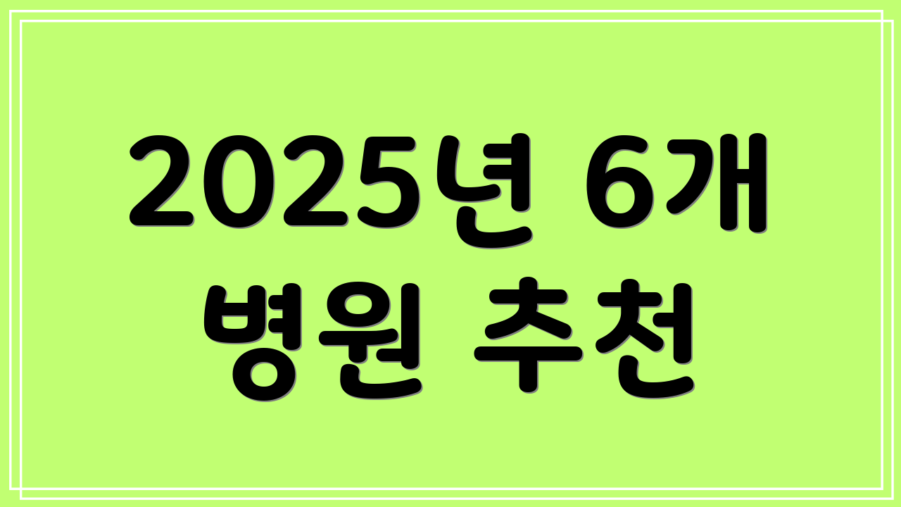 2025년 6개 병원 추천