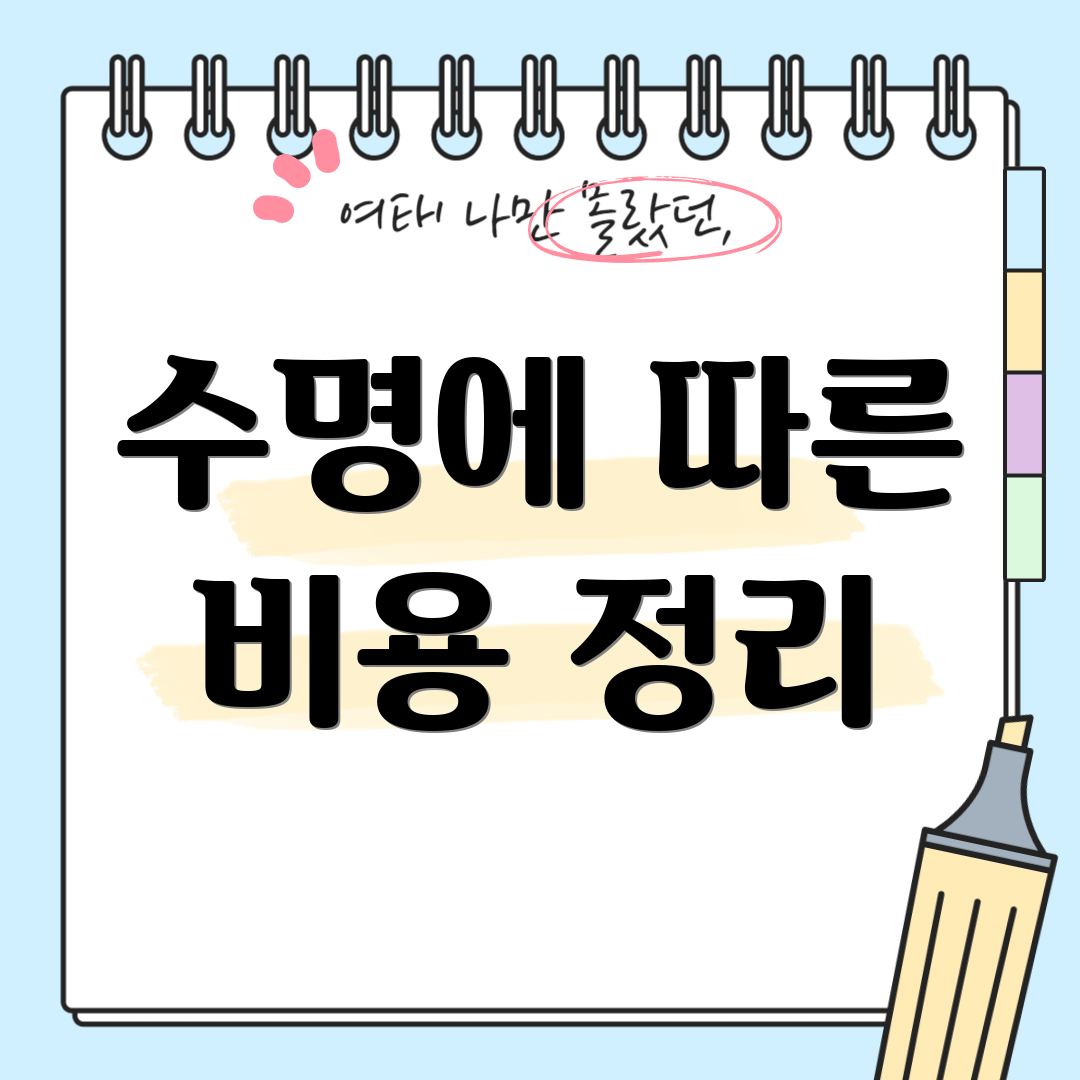 수명에 따른 비용 정리