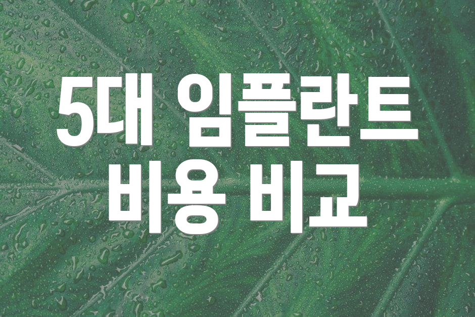 5대 임플란트 비용 비교