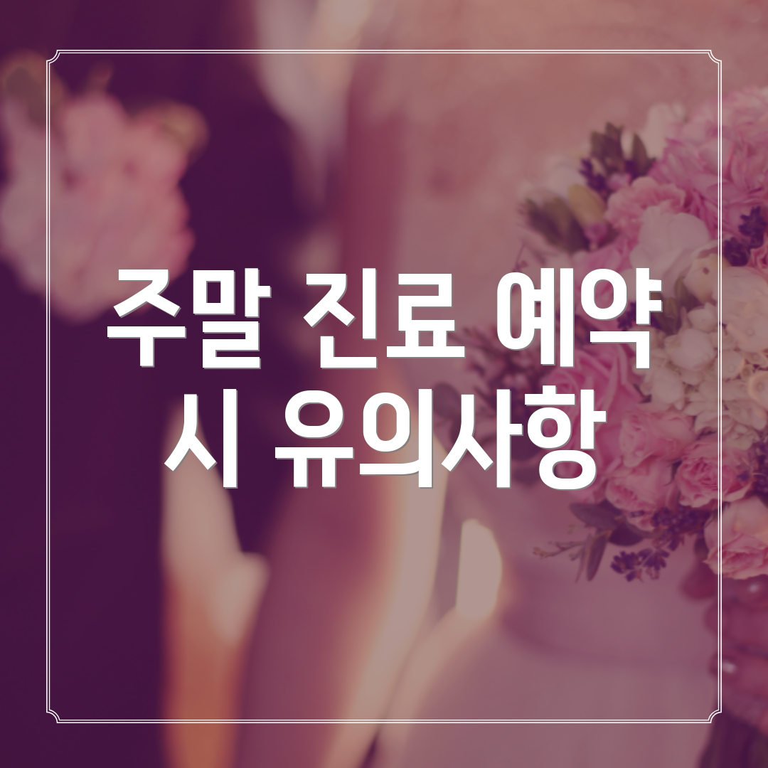 주말 진료 예약 시 유의사항