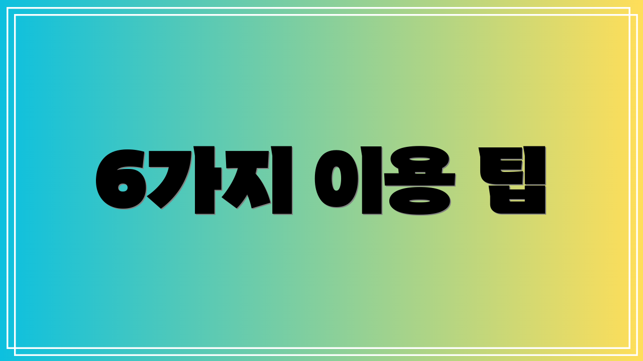 6가지 이용 팁