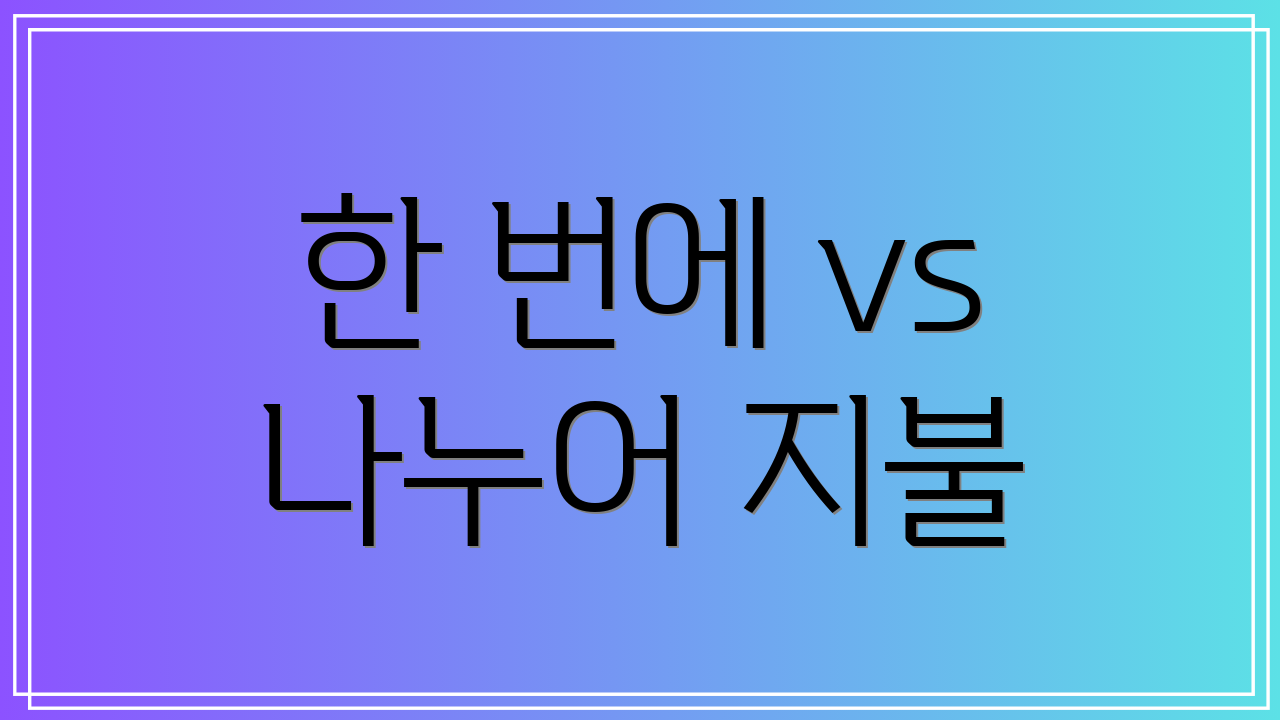 한 번에 vs 나누어 지불