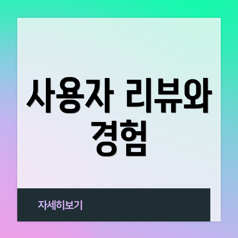 사용자 리뷰와 경험