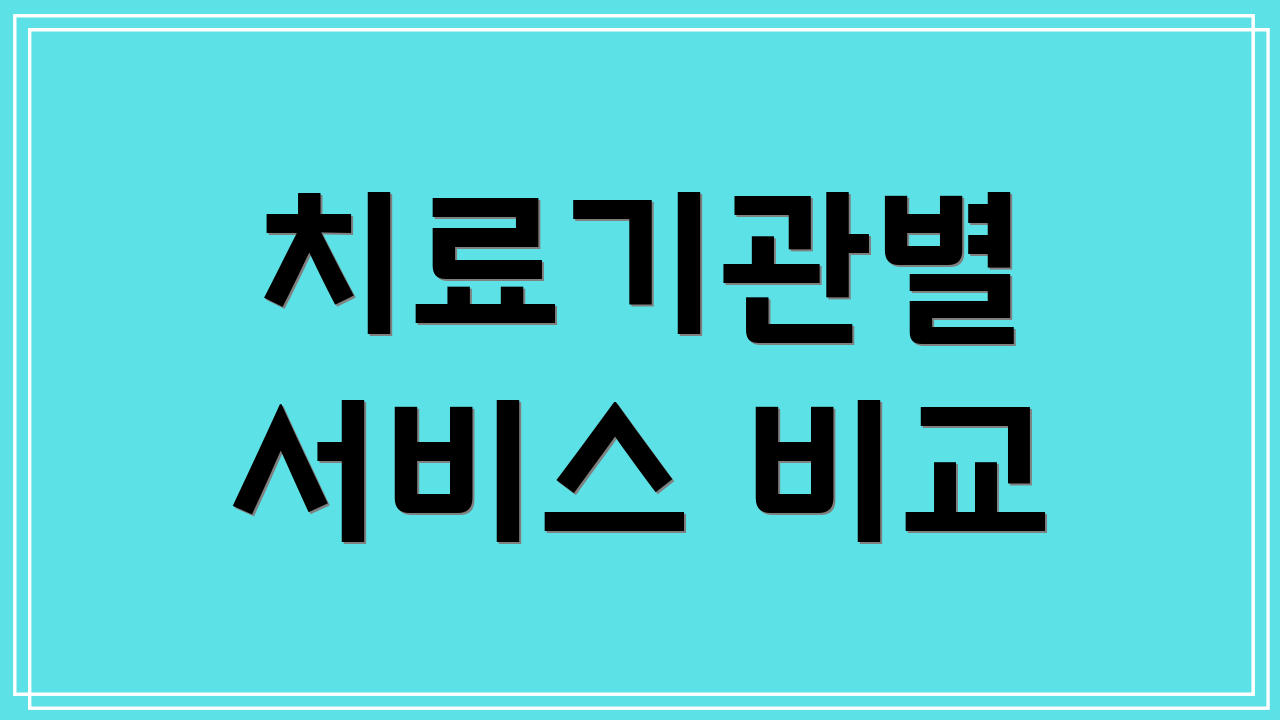 치료기관별 서비스 비교