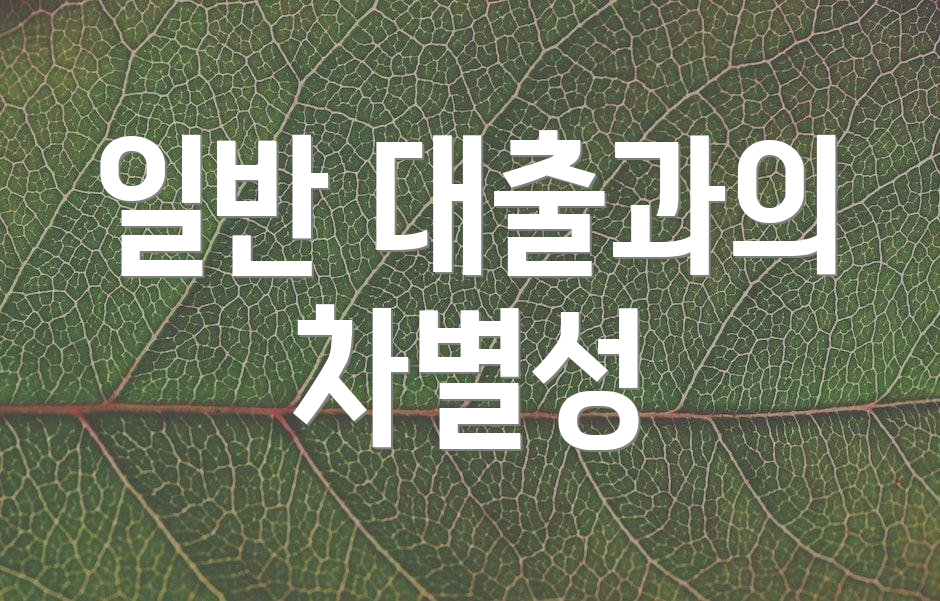 일반 대출과의 차별성