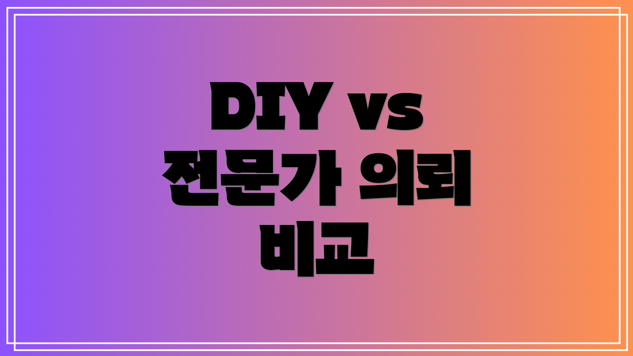 DIY vs 전문가 의뢰 비교